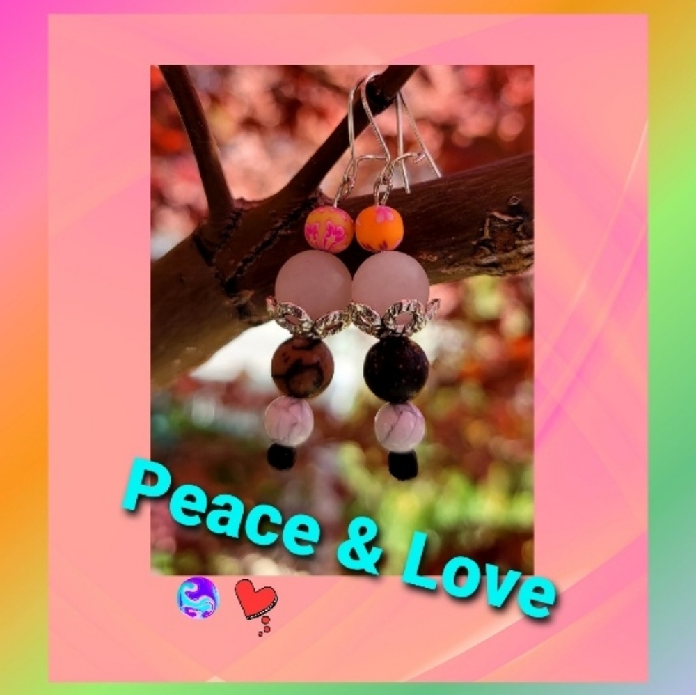 Artisan Healing Stone Earrings- Peace and Love